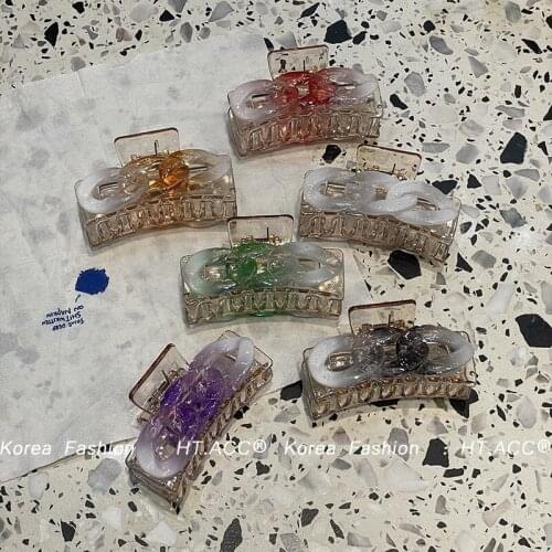 Korea Chain Rectangular Grab Clip 2021 New Back Head Plate Hairpin Gradient All-match Bathing Hair Grasping Hair Accessories