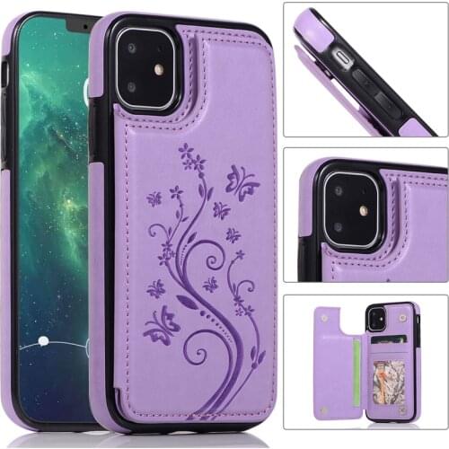 Butterfly Embossing Leather Case For iPhone 6 6S 7 8 Plus 11 Pro Max 12 Mini 12 Pro Max SE 2020 X XR XS Max With Double Buckle