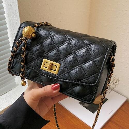 Lozenge Small Womens Bag Quilted Chain Crossbody Bags 2021 Fashion Square Leather Female Shoulder Bags Simple Flap Handbags Sac