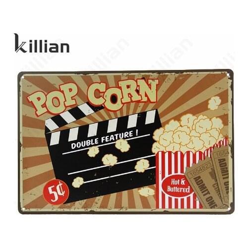 Popcorn Metal Plaque Movie Theater Decor Retro Metal Painting Anime Metal Plate Metal Poster Restaurant Tin Sign Home Decoration