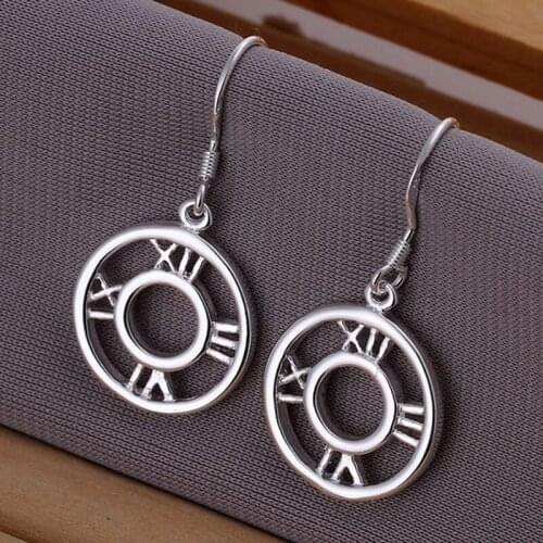 Fashion jewelry Earring For Women, Plated Earrings Round Hollow Rome Earrings E041 /QCLDQEKO NRUGLKNE silver color