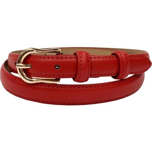 New Women Designer Belts Luxury Strap High Quality Genuine Leather Ladies Belt For Jeans Skirt Gold Pin Buckle Thin Cowskin Belt