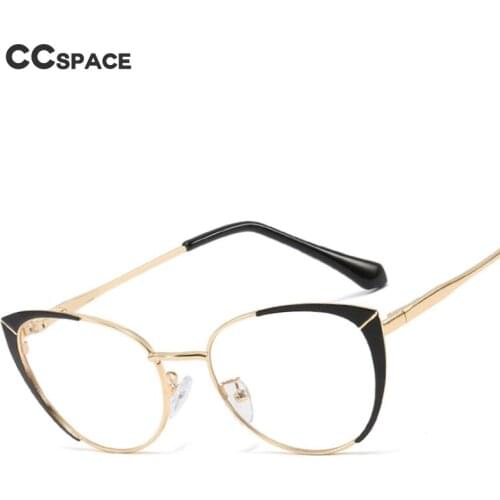 48129 Cat Eye Metal Glasses Frame Anti-Blue Light Round Optical Fashion Computer Eyeglasses Flat Mirror for Men Women
