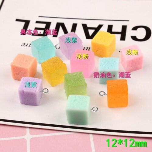 10pcs 12*12mm Square candy charms children hair jewelry material jelly cream resin accessories DIY wholesale