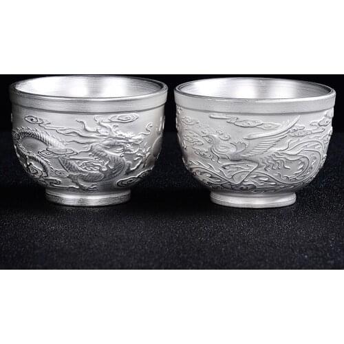 Gilt silver cup 999 pure silver liner tea cup ceramic kungfu tea set master cup single tea cup silver tea cup gift