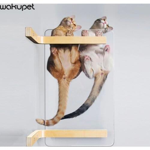 Solid Wood Transparent And Stable Cat Springboard Wall-mounted Pet Cat Furniture Cat Climbing Frame