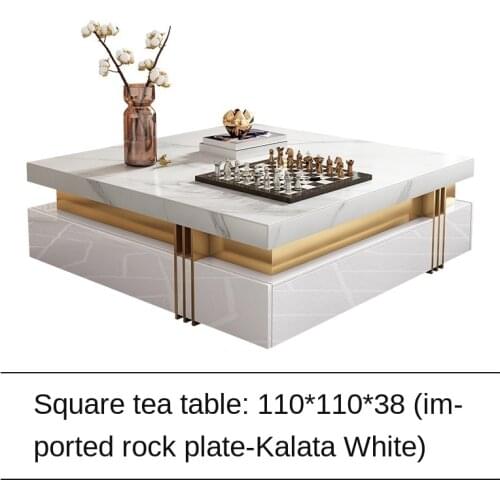 Light luxury rock tea table TV cabinet combination small household white modern Nordic simple marble tea table