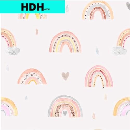 Watercolor Rainbow Peel and Stick Wallpaper Cute Removable Self-Adhesive Colorful Contact Paper for Nursery Kids Room Decor