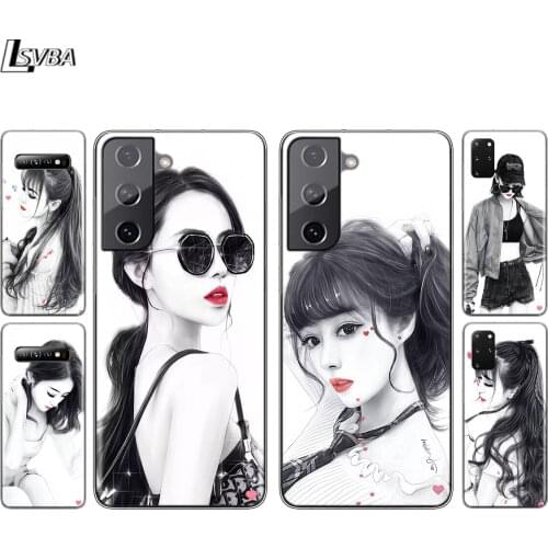 Chinese Style Sexy Girl Silicone Cover For Samsung Galaxy S21 S20 FE Ultra S10 S10E Lite S9 S8 S7 Plus Phone Case