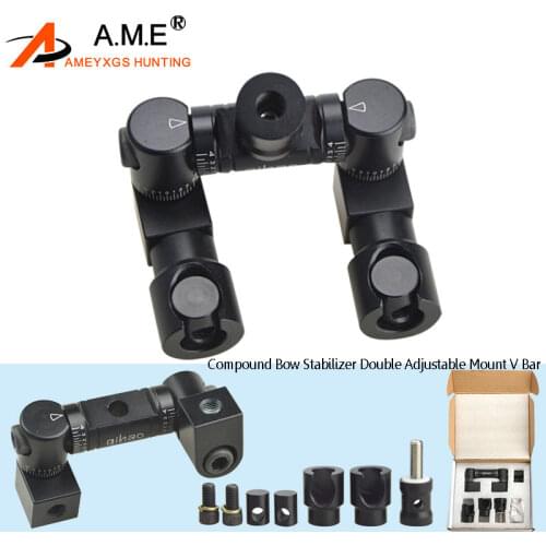 Compound Bow Stabilizer Double Adjustable Mount V-Bar Archery Connector Tactical Damping Shock Stabilizer Carbon Balance V Bar