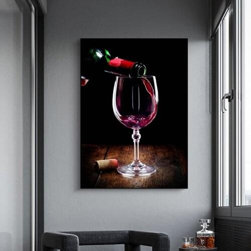 Modern Wall Art Red Wine and Bottle Kitchen Poster Prints Canvas Painting HD Wall Art Picture For Living Room Restaurant Decor