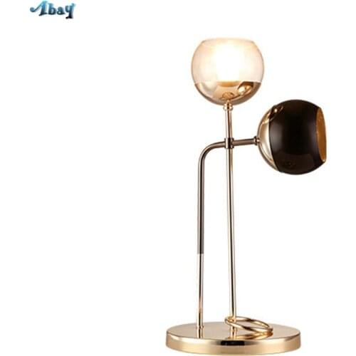 Modern Creative Two Lampshape Table Lamps for Living Room Bedside Dresser Office Nightstand Lamp Vanity Table Home Deco Iron Led