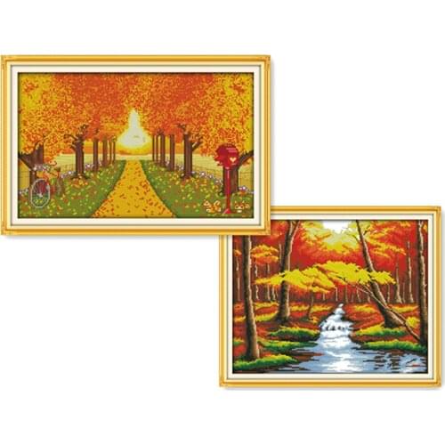Everlasting Love Autumn Scenery Chinese Cross Stitch Kits Ecological Cotton Stamped Printed 11CT DIY New Christmas Decorations