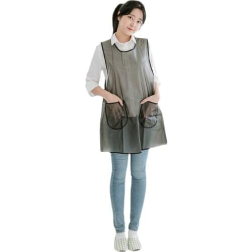 Waterproof apron kitchen oil-proof womens fashion Korean style apron TPU overalls smock easy clean