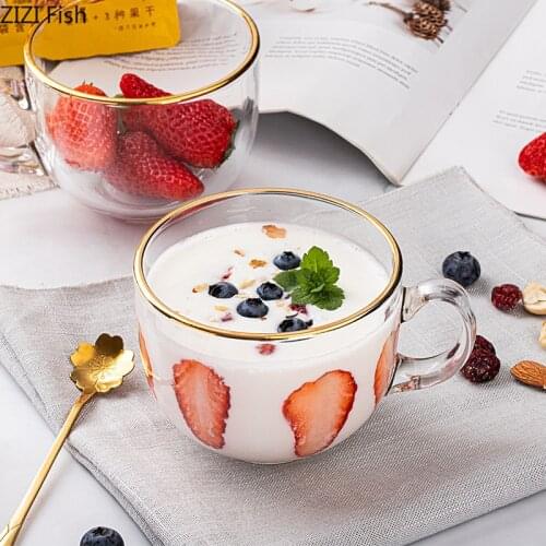 Japanese-style Phnom Penh Glass Coffee Cup Tea Drinks Dessert Breakfast Milk Cup Transparent Glass Mugs Handle Drinkware