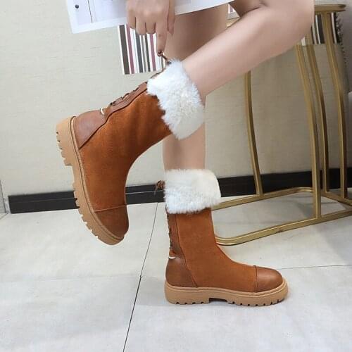 Thick-soled Snow Boots Womens 2021 Winter New Popular Fashion Plus Velvet Thick Short Middle Tube Students Cotton Shoes