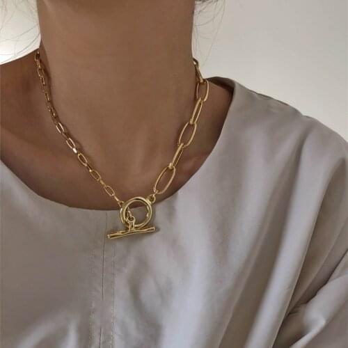 Vintage Circles Chains Necklace Womens Kpop Geometric Abstract OT Buckle Choker Chain Party Fashion Jewelry Gifts