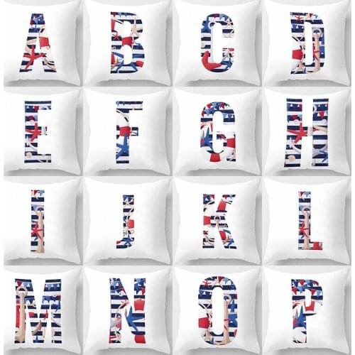 Striped Starfish Alphabet Letter Cushion Cover for Wedding Decoration Pillow Case Blue Home Decor 1Pcs Party Decorative Pillows
