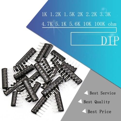 10pcs DIP exclusion Network Resistor array 9pin 100 220 330 470 510 680 1K 1.2K 1.5K 2K 2.2K 3.3K 4.7K 5.1K 5.6K 10K 100K ohm