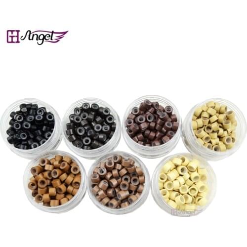 Angels 100pcs/jar 5.0*3.0*3.0mm Micro Silicone Lined Rings/Links/Beads MICRO Ring Link Crimp Beads Hair Extensions tools