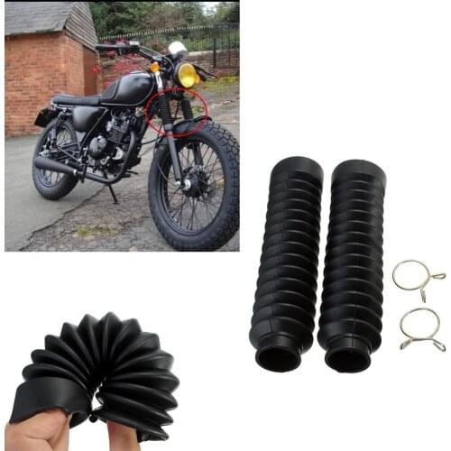 2pcs Black Universal Motorcycle Rubber Front Fork Cover Dust Gaiters Boots MGO3