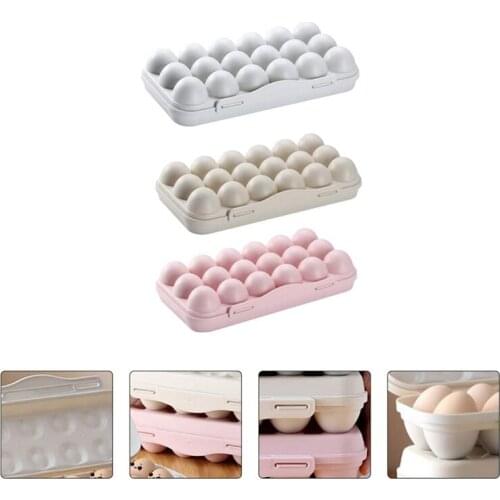 3 Pcs 18-Grid Egg Tray Holder Egg Storage Box Fridge Crisper Storage Box Camping Picnic BBQ ShockProof Egg Holder Box