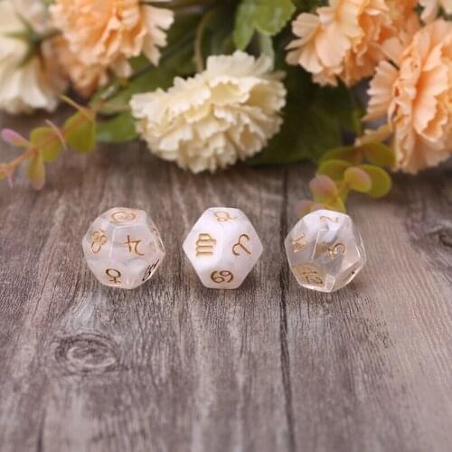 3pcs/set 12-Sided Two-color Bleached Astrological Dices Table Board Role Playing Game for Divination