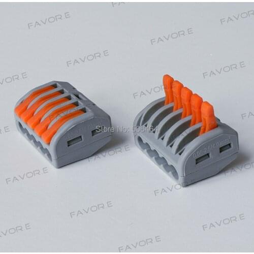 5pcs PCT215 5pin reuseable easy terminal block 0.08-2.5(4.0)mm2 Universal Compact Wire Wiring Connector