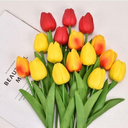 5PCS/Pack Artificial Flower Tulip PU Fake Flower Bouquet Gift Home Garden Wedding Decoration