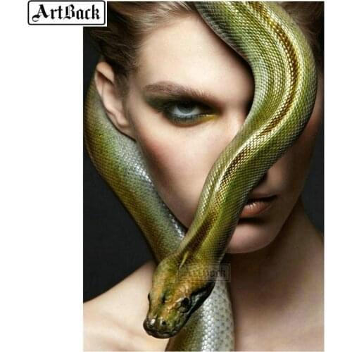 Diamond mosaic 5d diamond painting woman snake embroidery canvas full square / round landscape diy 3d art decoration