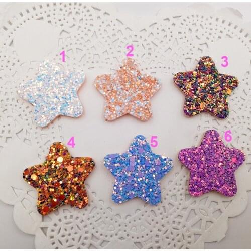 60PCS/lot 3.3CM Glitter Baby Girls Hair Accessories Shiny Star Padded Appliqued for BB Clip Decoration