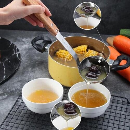 Long Handle Oil Soup Separate Spoon Stainless Steel Scoop Filter Grease Spoon Home Strainer Cooking Tools Kitchen Gadgets