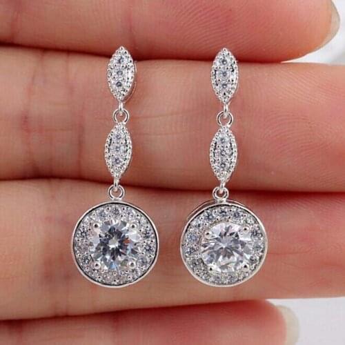 European and American fashion high-quality zircon inlaid rhodium tassel earrings