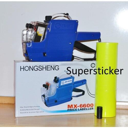 [ Fly Eagle ] MX-6600 10 Digits 2 Lines Price Tag Gun labeler +1 Ink + 5000 Yellow Tags