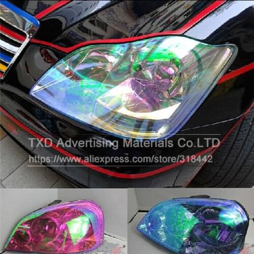 Free shipping chameleon car headligt film white to purple, Chameleon headlight vinyl film with size:0.3*9m/Roll