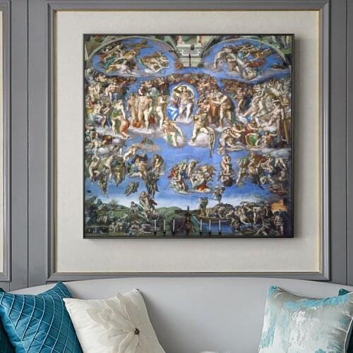 The Last Judgment Paintings On The Wall By Michelangelo Reproductions Christian Wall Art Canvas Pictures For Living Room Cuadros