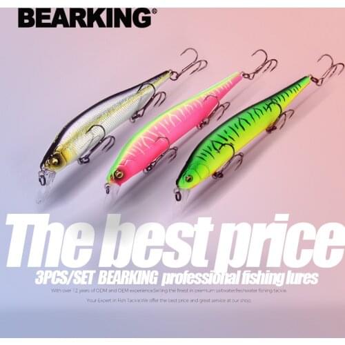 3pcs/Set BEARKING 115mm 15g Hot Selling SP fishing lures 20colors minnow crank Tungsten system wobbler model crank bait
