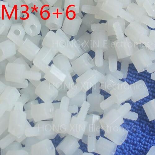 M3*6+6 white 1pcs 6mm Nylon Standoff Spacer Standard M3 Male-Female Standoff Kit Repair Set High Quality PC tool