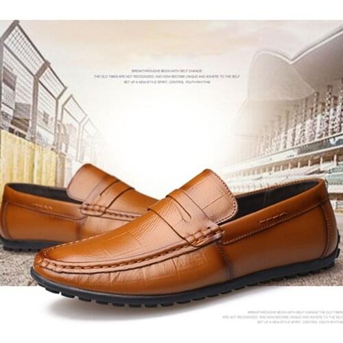Mens Spring And Autumn New Cattle Leather Shoes Casual Doudou Shoes Driving Mens Shoes Soft Bottom Non Slip Dads