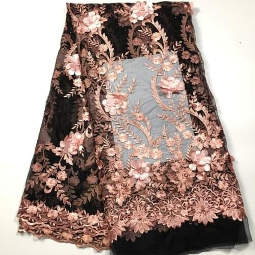 2021 Latest French Nigerian Laces Fabrics High Quality Tulle African Laces Fabric Wedding African French 3D Lace fabric M19302