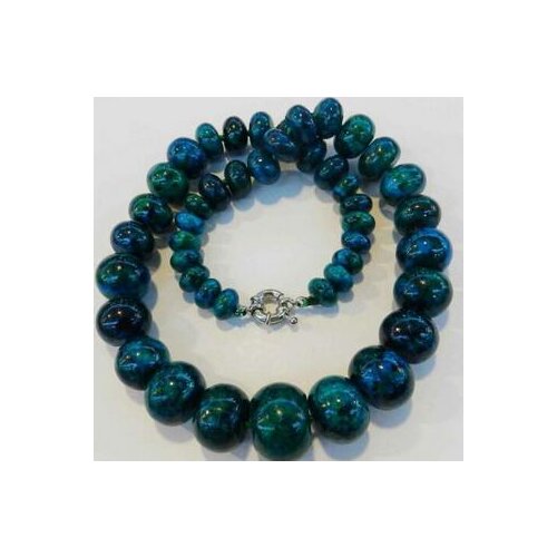 Charming!! 10-20mm Azurite Gemstone Phoenix Stone Roundel Beads Necklace
