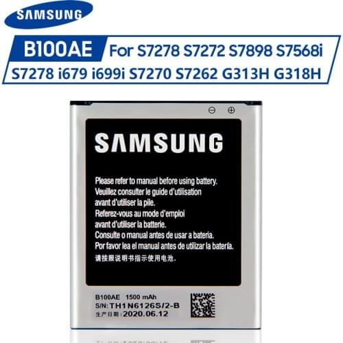 Original Samsung Battery B100AE B100AC For SAMSUNG Galaxy Ace 3 4 S7898 S7278 S7272 S7568i S7278 i679 S7270 S7262 G313H G318h