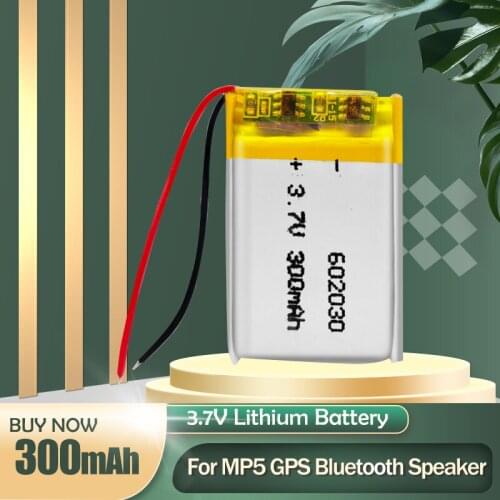 602030 3.7V 300mAh Rechargeable Lithium Li-Po Li-ion Polymer Battery For DVR GPS PDA LED Light Bluetooth Speaker Walkie-talkie