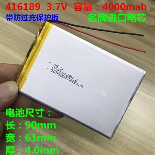 3.7V polymer lithium battery 4000 Ma 416189 AI PDA smart flat phone 406090