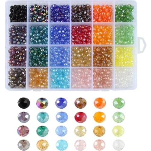 Section 6 mm crystal glass beads color beads scattered beads 24 color diy jewelry accessories