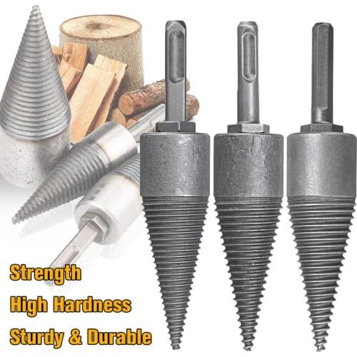 Wood Split Drill Bit Firewood Electric Hammer Splitter Splitting Electric Drill Cone Carbon Steel Square Round Hex Shank