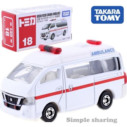 Takara Tomy Tomica NO.18 Nissan NV350 Caravan Ambulance 1/56 Diecast Metal Car Vehicle Model Kids Toys Collection Gift