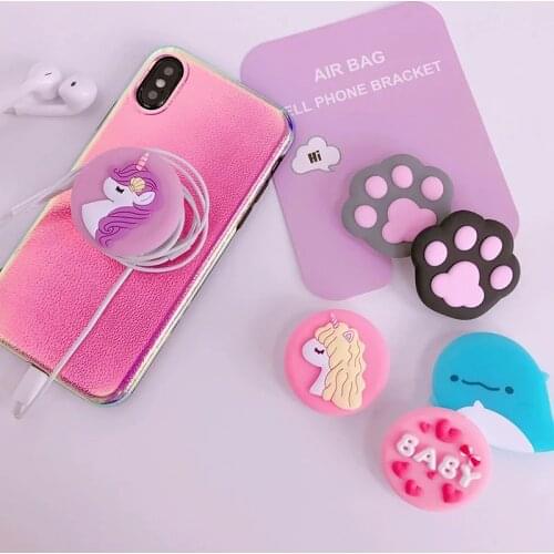 Universal Phone Socket Stand Bracket Expanding Stand Stretch Grip Phone Holder Finger Cute Cartoon Stand for 7 8 Plus XS