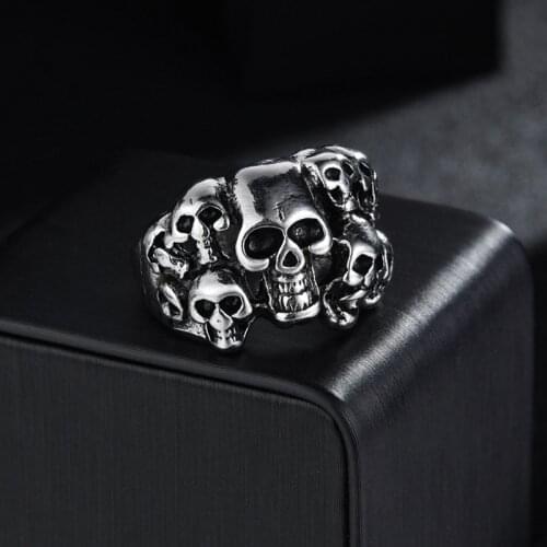 Vintage Men Rings Multi Skull Devil Punk Gothic HipHop Simple Ring for Biker Male Boy Jewelry Creativity Gift Wholesale