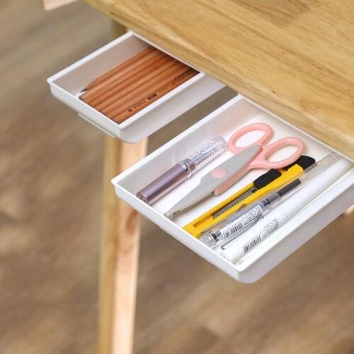 Under Desk Drawer Powerful Desktop Office Storage Box Creative Easy To Use Plastic Drawer Desk Free Punch Stationery Case